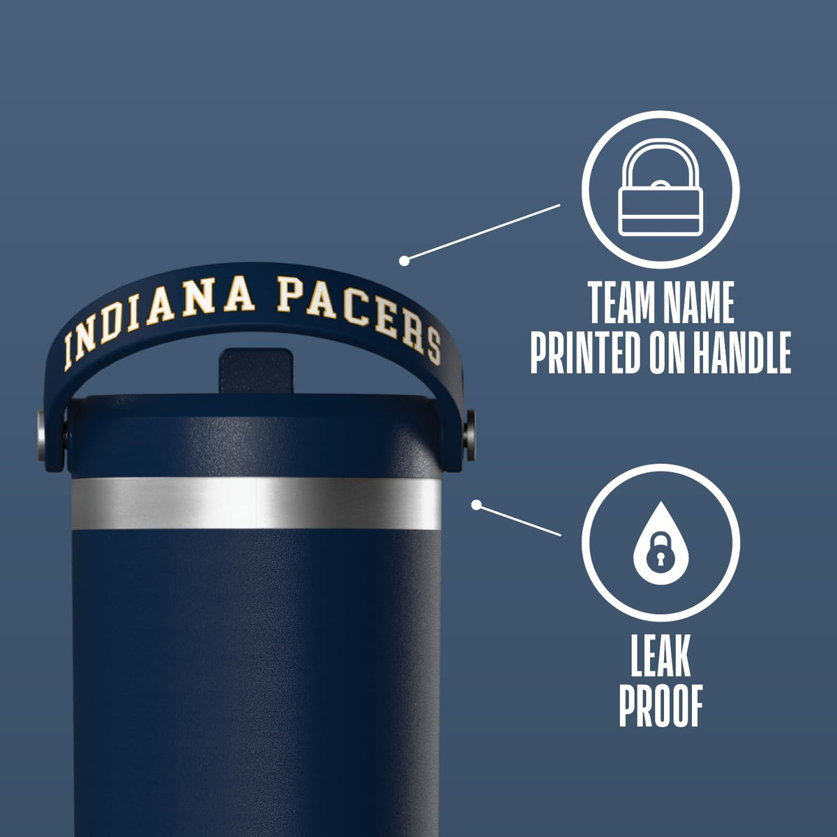 NBA Officially Licensed New Orleans Pelicans Nomad 32oz Insulated Stainless Steel Leakproof Travel Tumbler with Flexible Grip Handle, Straw Lid & Cupholder Friendly Design