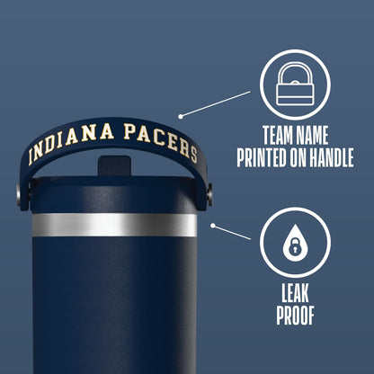 NBA Officially Licensed New Orleans Pelicans Nomad 32oz Insulated Stainless Steel Leakproof Travel Tumbler with Flexible Grip Handle, Straw Lid & Cupholder Friendly Design