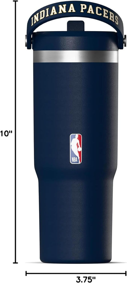 NBA Officially Licensed New Orleans Pelicans Nomad 32oz Insulated Stainless Steel Leakproof Travel Tumbler with Flexible Grip Handle, Straw Lid & Cupholder Friendly Design