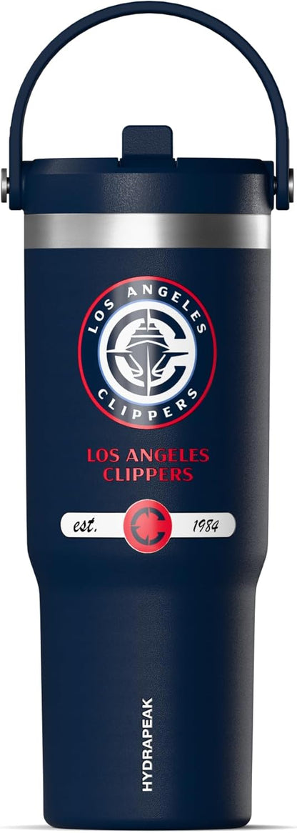 NBA Officially Licensed New Orleans Pelicans Nomad 32oz Insulated Stainless Steel Leakproof Travel Tumbler with Flexible Grip Handle, Straw Lid & Cupholder Friendly Design
