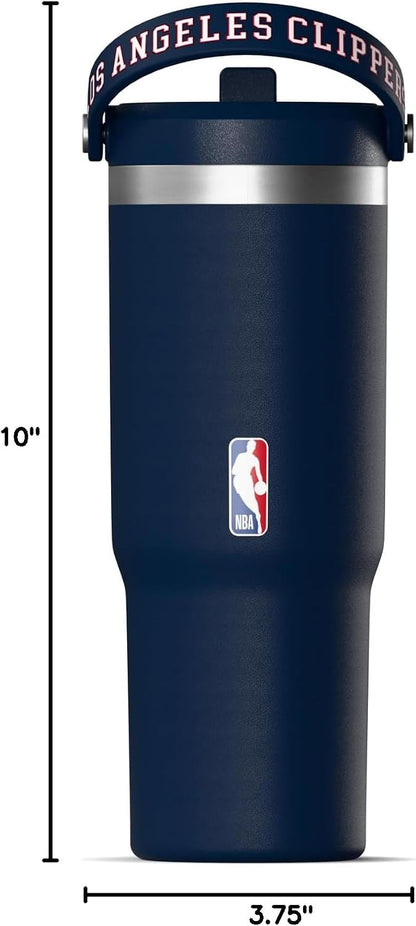 NBA Officially Licensed New Orleans Pelicans Nomad 32oz Insulated Stainless Steel Leakproof Travel Tumbler with Flexible Grip Handle, Straw Lid & Cupholder Friendly Design