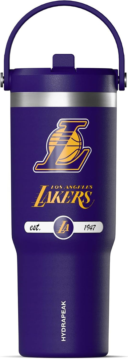NBA Officially Licensed New Orleans Pelicans Nomad 32oz Insulated Stainless Steel Leakproof Travel Tumbler with Flexible Grip Handle, Straw Lid & Cupholder Friendly Design