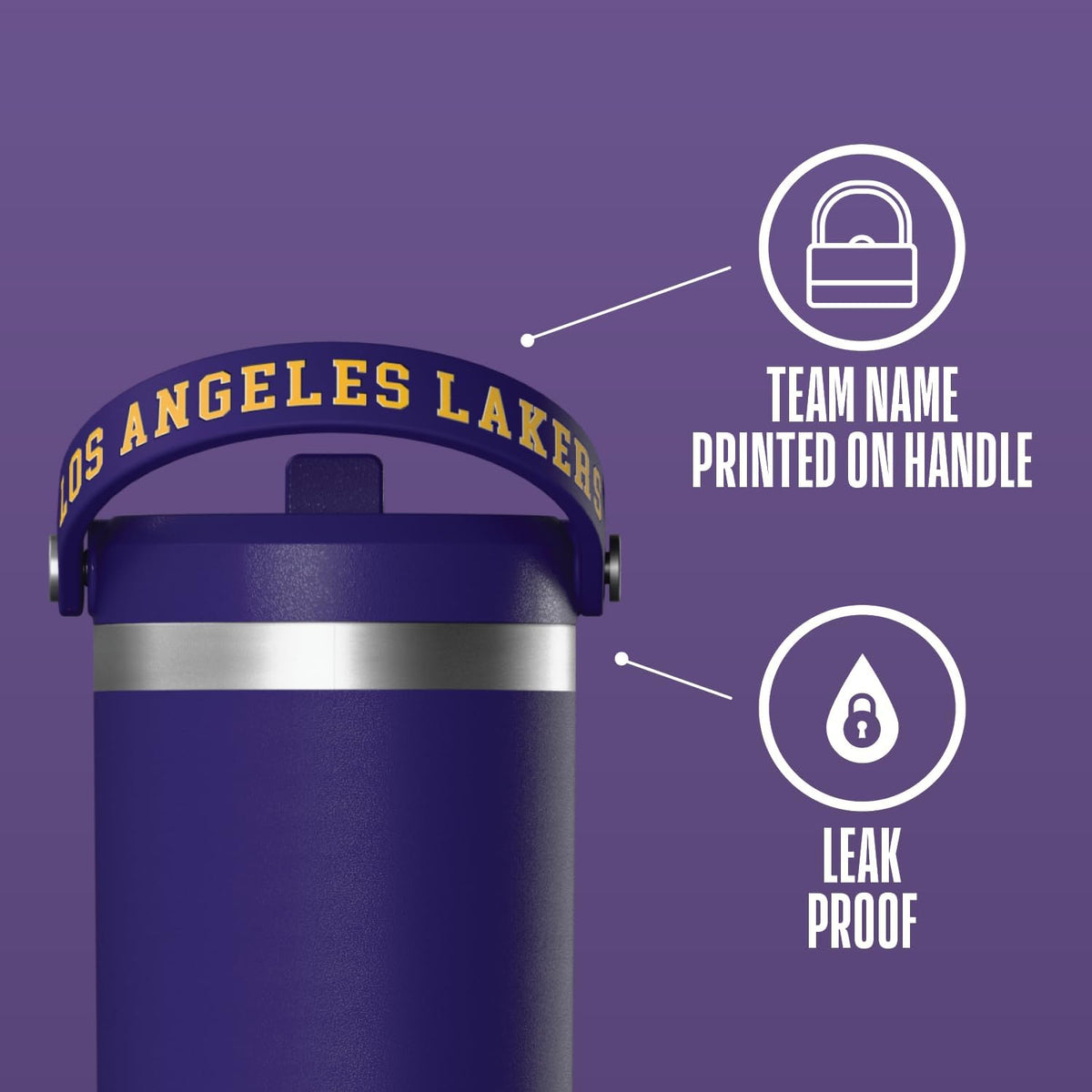 NBA Officially Licensed New Orleans Pelicans Nomad 32oz Insulated Stainless Steel Leakproof Travel Tumbler with Flexible Grip Handle, Straw Lid & Cupholder Friendly Design