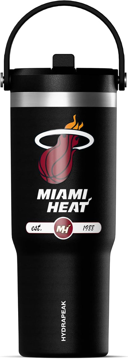 NBA Officially Licensed New Orleans Pelicans Nomad 32oz Insulated Stainless Steel Leakproof Travel Tumbler with Flexible Grip Handle, Straw Lid & Cupholder Friendly Design