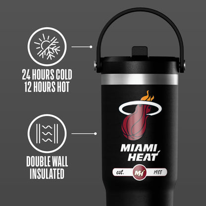 NBA Officially Licensed New Orleans Pelicans Nomad 32oz Insulated Stainless Steel Leakproof Travel Tumbler with Flexible Grip Handle, Straw Lid & Cupholder Friendly Design