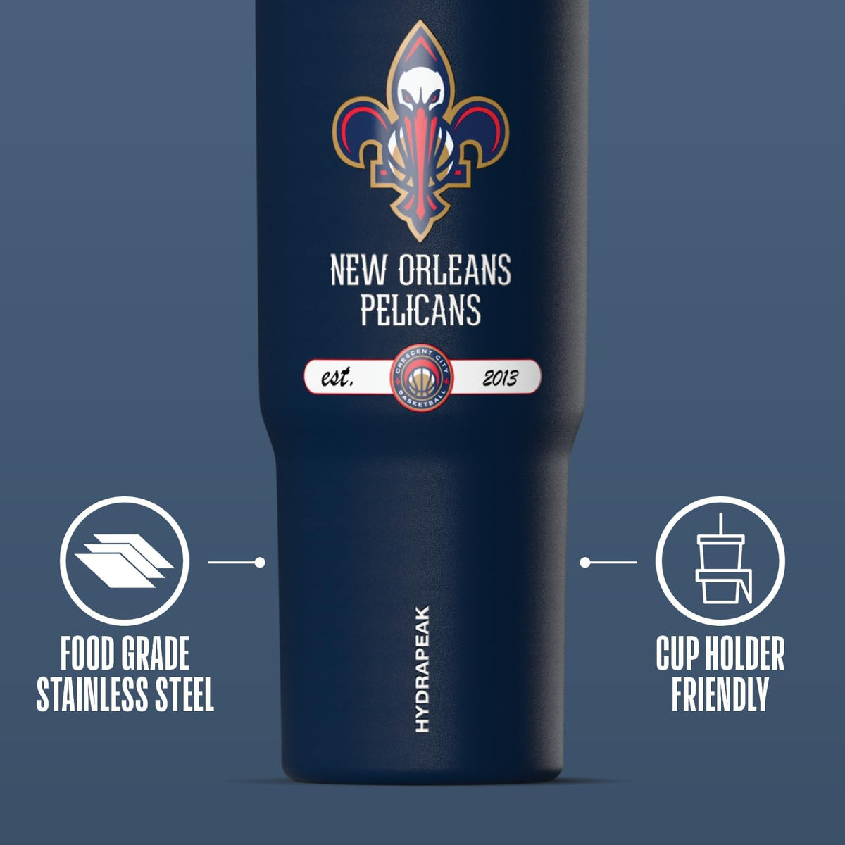 NBA Officially Licensed New Orleans Pelicans Nomad 32oz Insulated Stainless Steel Leakproof Travel Tumbler with Flexible Grip Handle, Straw Lid & Cupholder Friendly Design