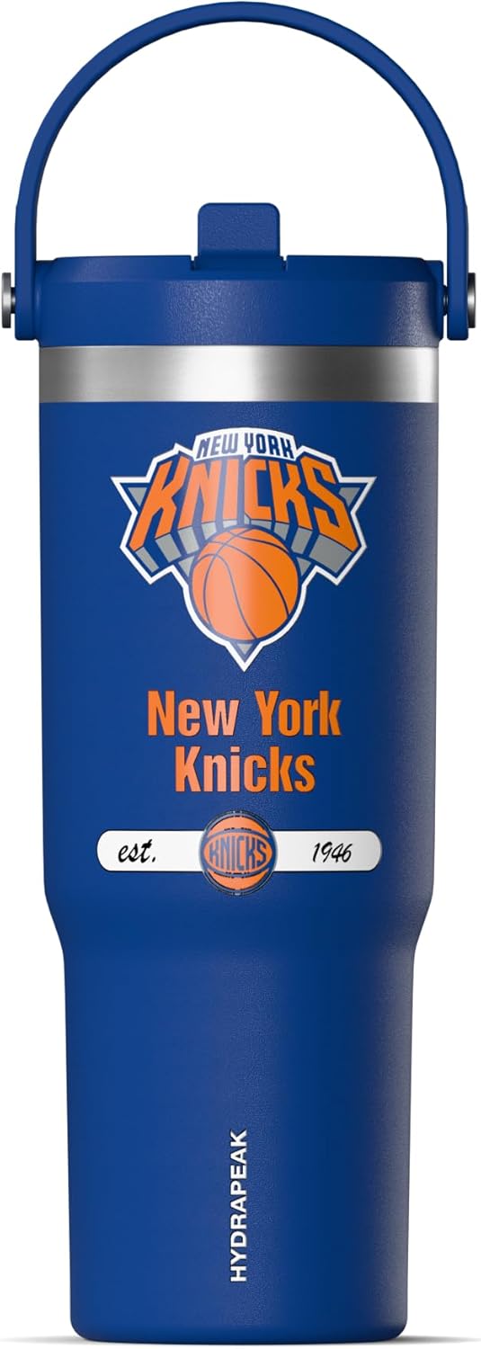 NBA Officially Licensed New Orleans Pelicans Nomad 32oz Insulated Stainless Steel Leakproof Travel Tumbler with Flexible Grip Handle, Straw Lid & Cupholder Friendly Design