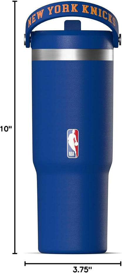 NBA Officially Licensed New Orleans Pelicans Nomad 32oz Insulated Stainless Steel Leakproof Travel Tumbler with Flexible Grip Handle, Straw Lid & Cupholder Friendly Design