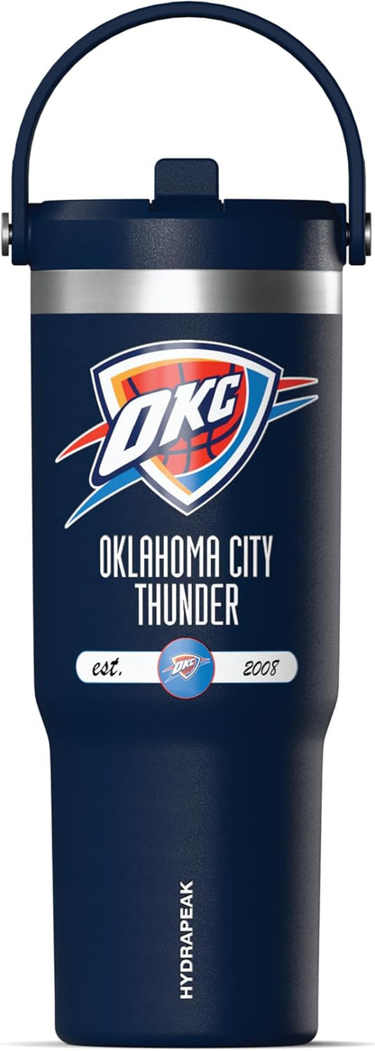 NBA Officially Licensed New Orleans Pelicans Nomad 32oz Insulated Stainless Steel Leakproof Travel Tumbler with Flexible Grip Handle, Straw Lid & Cupholder Friendly Design