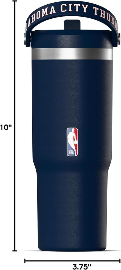 NBA Officially Licensed New Orleans Pelicans Nomad 32oz Insulated Stainless Steel Leakproof Travel Tumbler with Flexible Grip Handle, Straw Lid & Cupholder Friendly Design