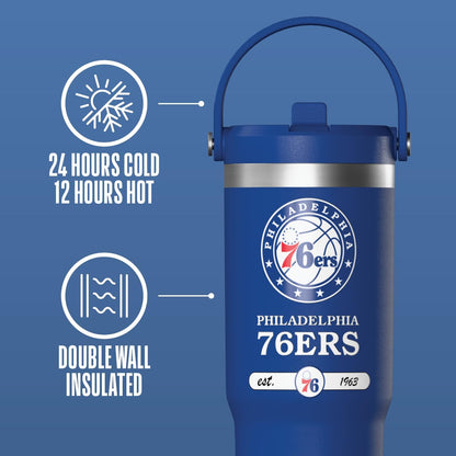 NBA Officially Licensed New Orleans Pelicans Nomad 32oz Insulated Stainless Steel Leakproof Travel Tumbler with Flexible Grip Handle, Straw Lid & Cupholder Friendly Design