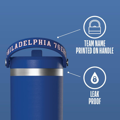 NBA Officially Licensed New Orleans Pelicans Nomad 32oz Insulated Stainless Steel Leakproof Travel Tumbler with Flexible Grip Handle, Straw Lid & Cupholder Friendly Design