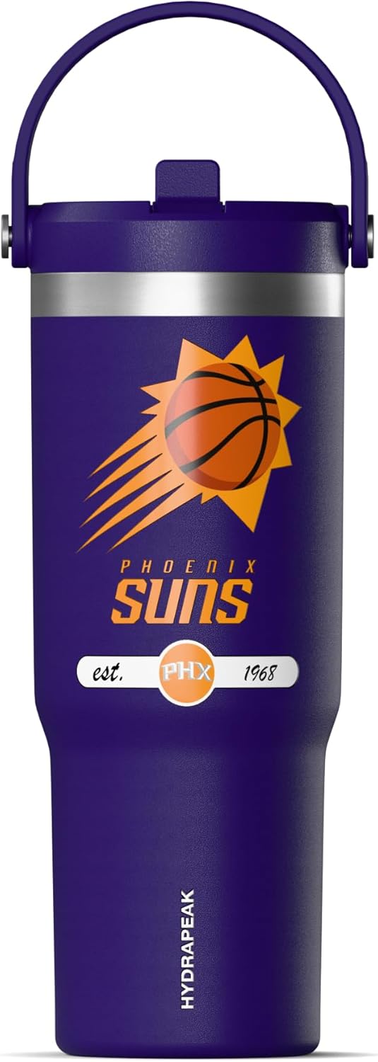 NBA Officially Licensed New Orleans Pelicans Nomad 32oz Insulated Stainless Steel Leakproof Travel Tumbler with Flexible Grip Handle, Straw Lid & Cupholder Friendly Design
