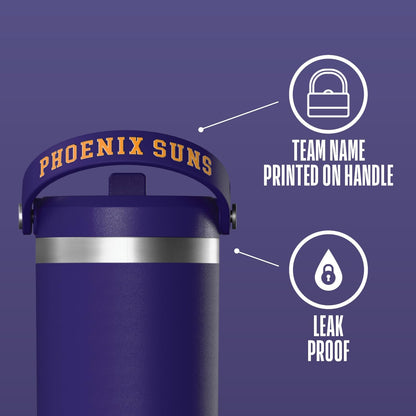 NBA Officially Licensed New Orleans Pelicans Nomad 32oz Insulated Stainless Steel Leakproof Travel Tumbler with Flexible Grip Handle, Straw Lid & Cupholder Friendly Design
