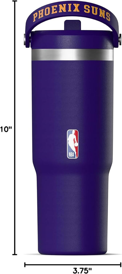 NBA Officially Licensed New Orleans Pelicans Nomad 32oz Insulated Stainless Steel Leakproof Travel Tumbler with Flexible Grip Handle, Straw Lid & Cupholder Friendly Design