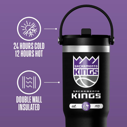 NBA Officially Licensed New Orleans Pelicans Nomad 32oz Insulated Stainless Steel Leakproof Travel Tumbler with Flexible Grip Handle, Straw Lid & Cupholder Friendly Design