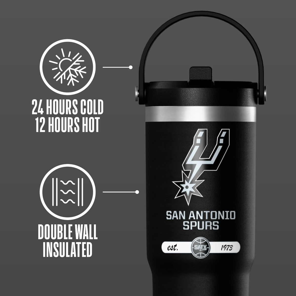 NBA Officially Licensed New Orleans Pelicans Nomad 32oz Insulated Stainless Steel Leakproof Travel Tumbler with Flexible Grip Handle, Straw Lid & Cupholder Friendly Design