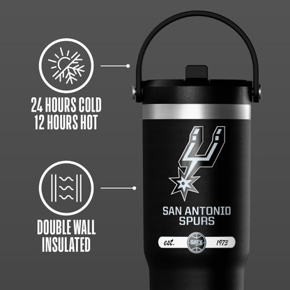 NBA Officially Licensed New Orleans Pelicans Nomad 32oz Insulated Stainless Steel Leakproof Travel Tumbler with Flexible Grip Handle, Straw Lid & Cupholder Friendly Design