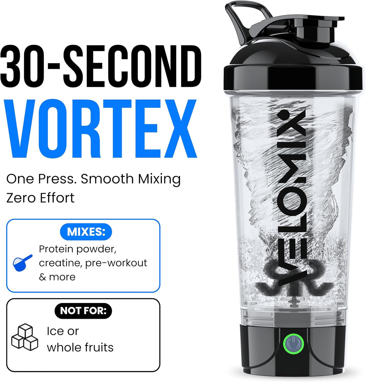 24oz Electric Protein Shaker Bottle for Protein Mixes, Transparent
