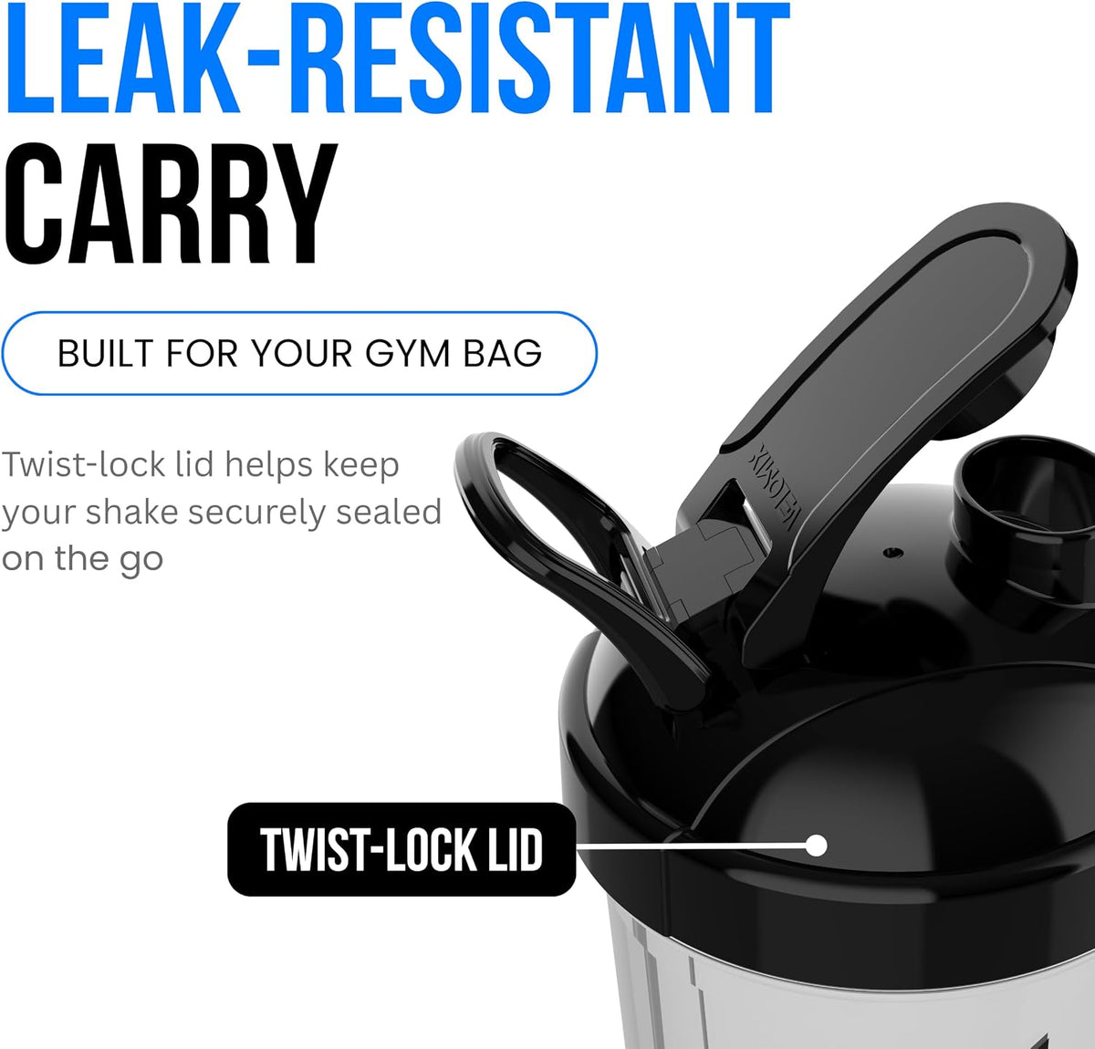 24oz Electric Protein Shaker Bottle for Protein Mixes, Transparent