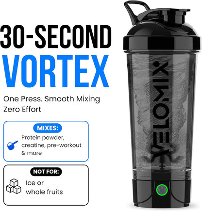24oz Electric Protein Shaker Bottle for Protein Mixes, Transparent
