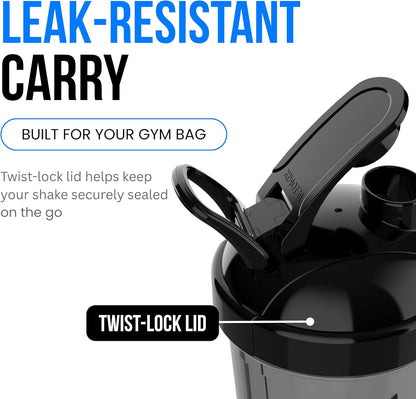 24oz Electric Protein Shaker Bottle for Protein Mixes, Transparent