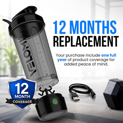 24oz Electric Protein Shaker Bottle for Protein Mixes, Transparent