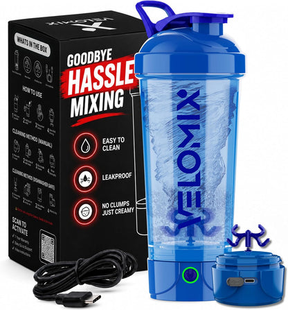 24oz Electric Protein Shaker Bottle for Protein Mixes, Transparent