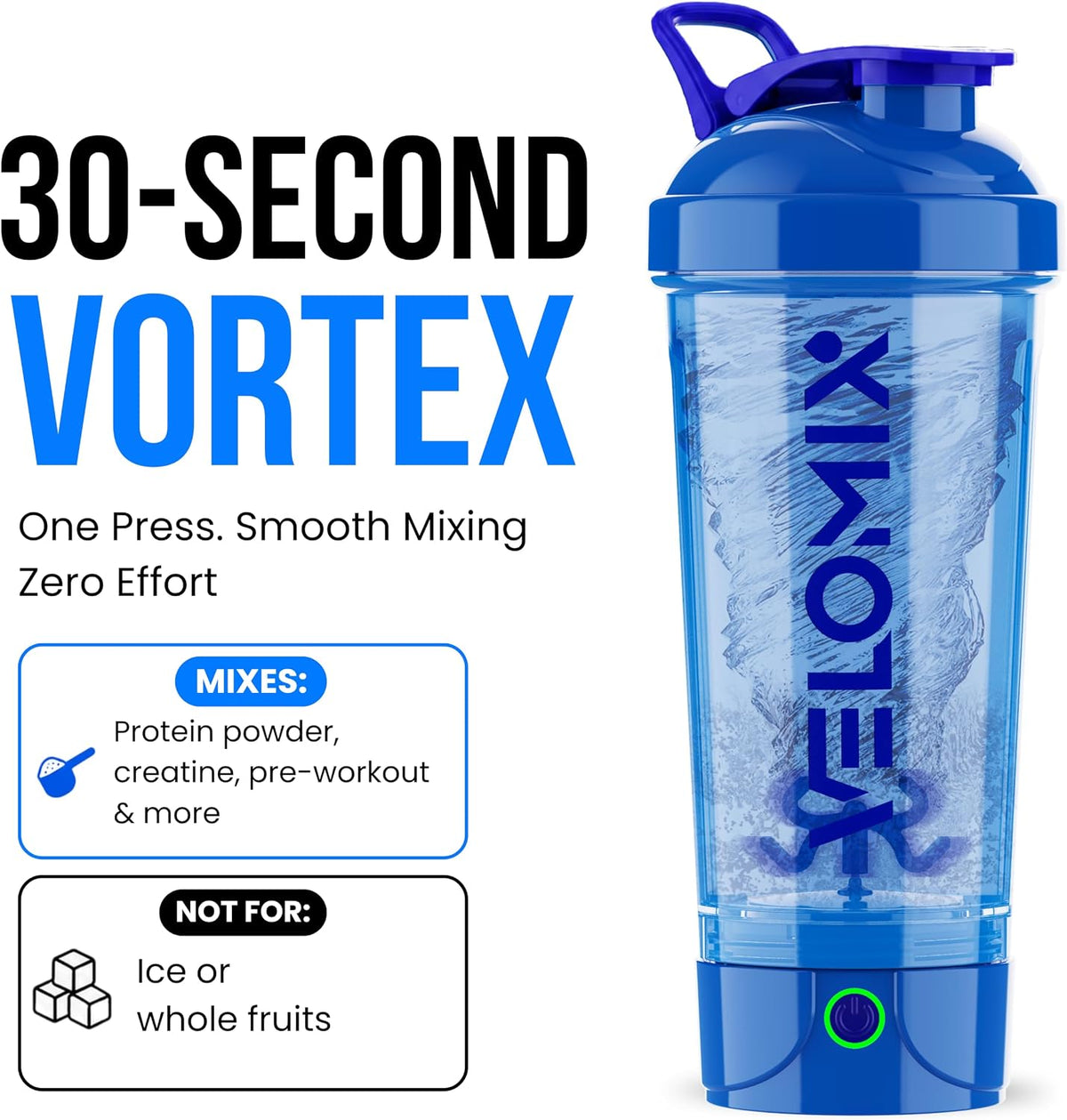 24oz Electric Protein Shaker Bottle for Protein Mixes, Transparent