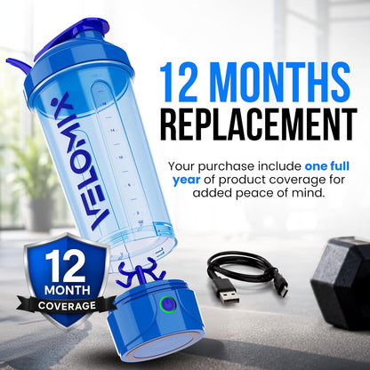24oz Electric Protein Shaker Bottle for Protein Mixes, Transparent