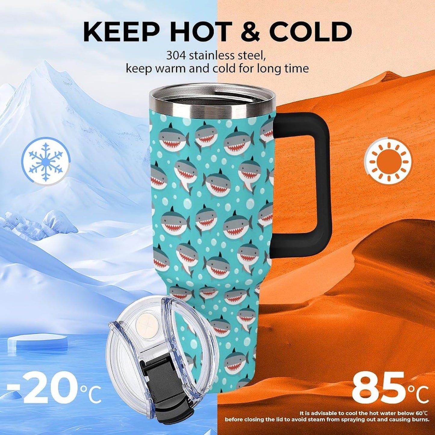 Leakproof Car Cup Vacuum Sealed With Lid For Office Crystal Clear Blue Water Ripple Print Drinkware Light Rose Red-style-5 - Colors G