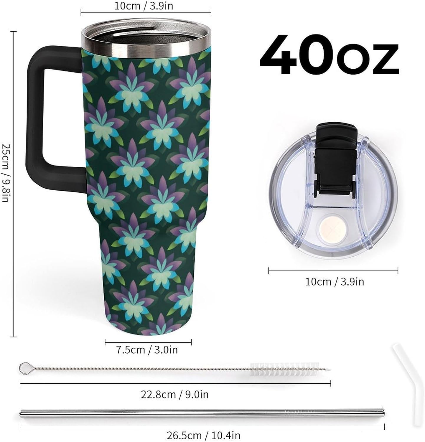 Leakproof Car Cup Vacuum Sealed With Lid For Office Crystal Clear Blue Water Ripple Print Drinkware Light Rose Red-style-5 - Colors G