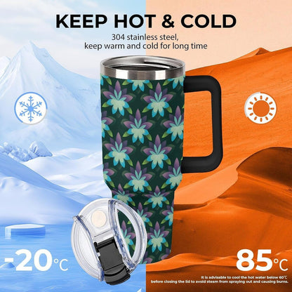 Leakproof Car Cup Vacuum Sealed With Lid For Office Crystal Clear Blue Water Ripple Print Drinkware Light Rose Red-style-5 - Colors G