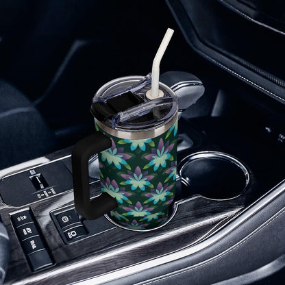 Leakproof Car Cup Vacuum Sealed With Lid For Office Crystal Clear Blue Water Ripple Print Drinkware Light Rose Red-style-5 - Colors G