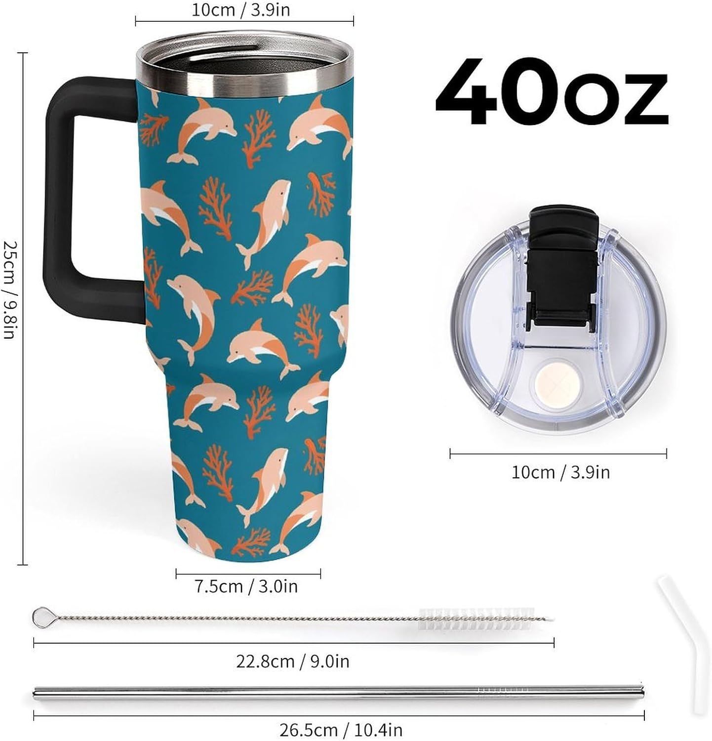 Leakproof Car Cup Vacuum Sealed With Lid For Office Crystal Clear Blue Water Ripple Print Drinkware Light Rose Red-style-5 - Colors G