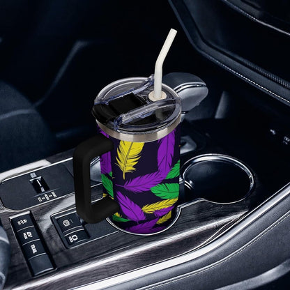 Leakproof Car Cup Vacuum Sealed With Lid For Office Crystal Clear Blue Water Ripple Print Drinkware Light Rose Red-style-5 - Colors G