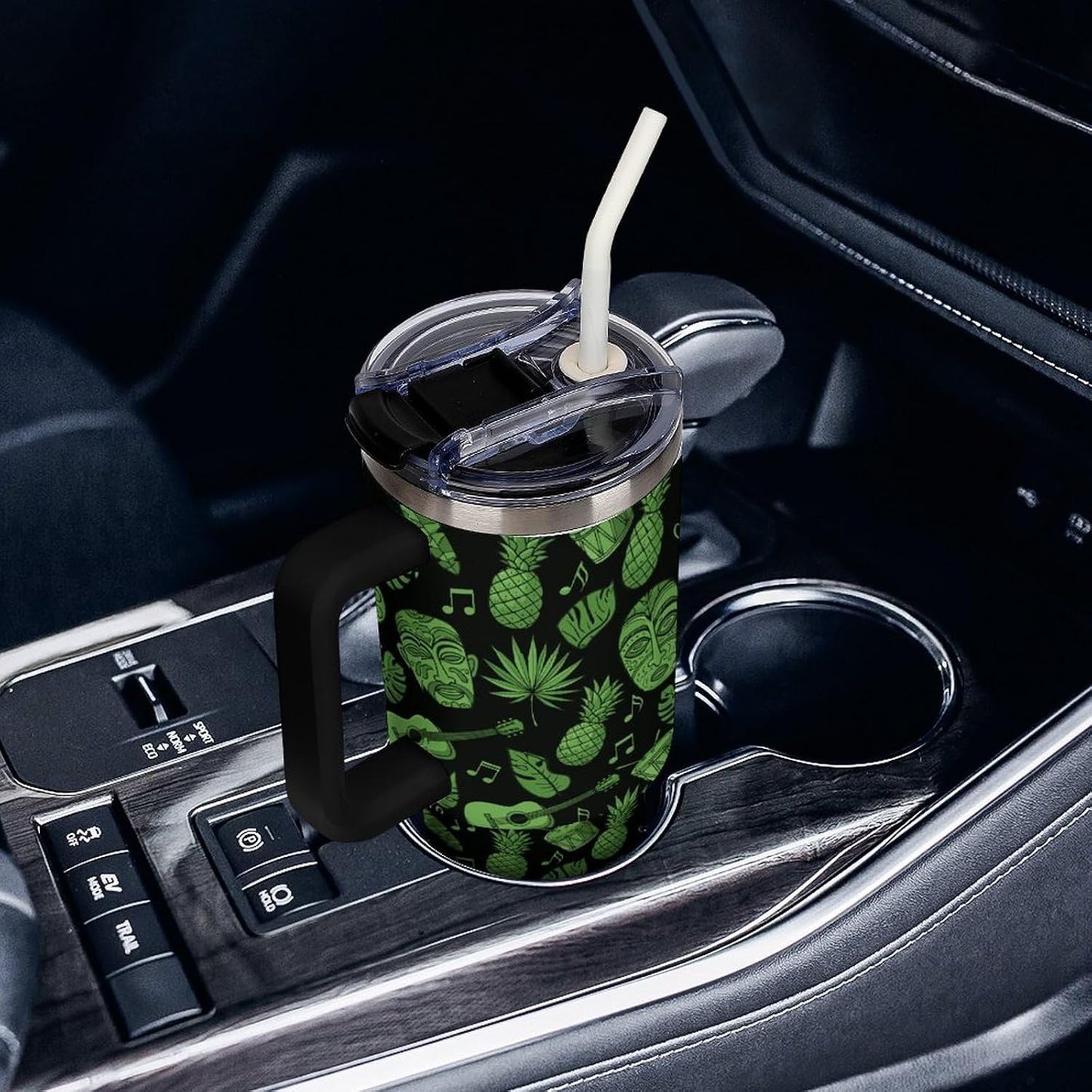 Leakproof Car Cup Vacuum Sealed With Lid For Office Crystal Clear Blue Water Ripple Print Drinkware Light Rose Red-style-5 - Colors G