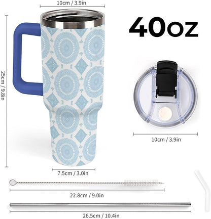 Leakproof Car Cup Vacuum Sealed With Lid For Office Crystal Clear Blue Water Ripple Print Drinkware Light Rose Red-style-5 - Colors G