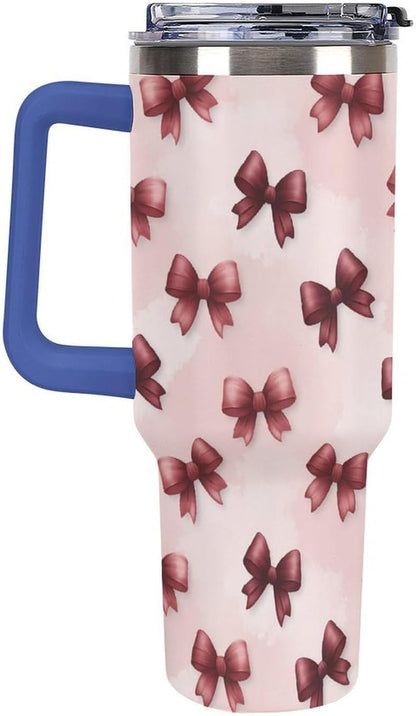 Leakproof Car Cup Vacuum Sealed With Lid For Office Crystal Clear Blue Water Ripple Print Drinkware Light Rose Red-style-5 - Colors G