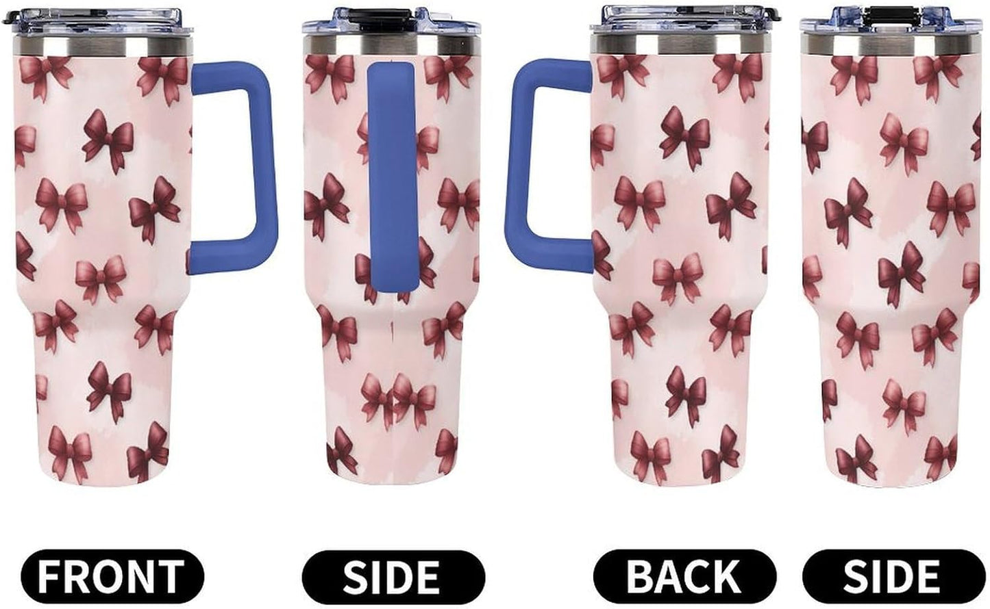 Leakproof Car Cup Vacuum Sealed With Lid For Office Crystal Clear Blue Water Ripple Print Drinkware Light Rose Red-style-5 - Colors G