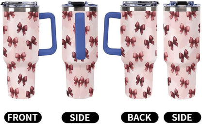 Leakproof Car Cup Vacuum Sealed With Lid For Office Crystal Clear Blue Water Ripple Print Drinkware Light Rose Red-style-5 - Colors G