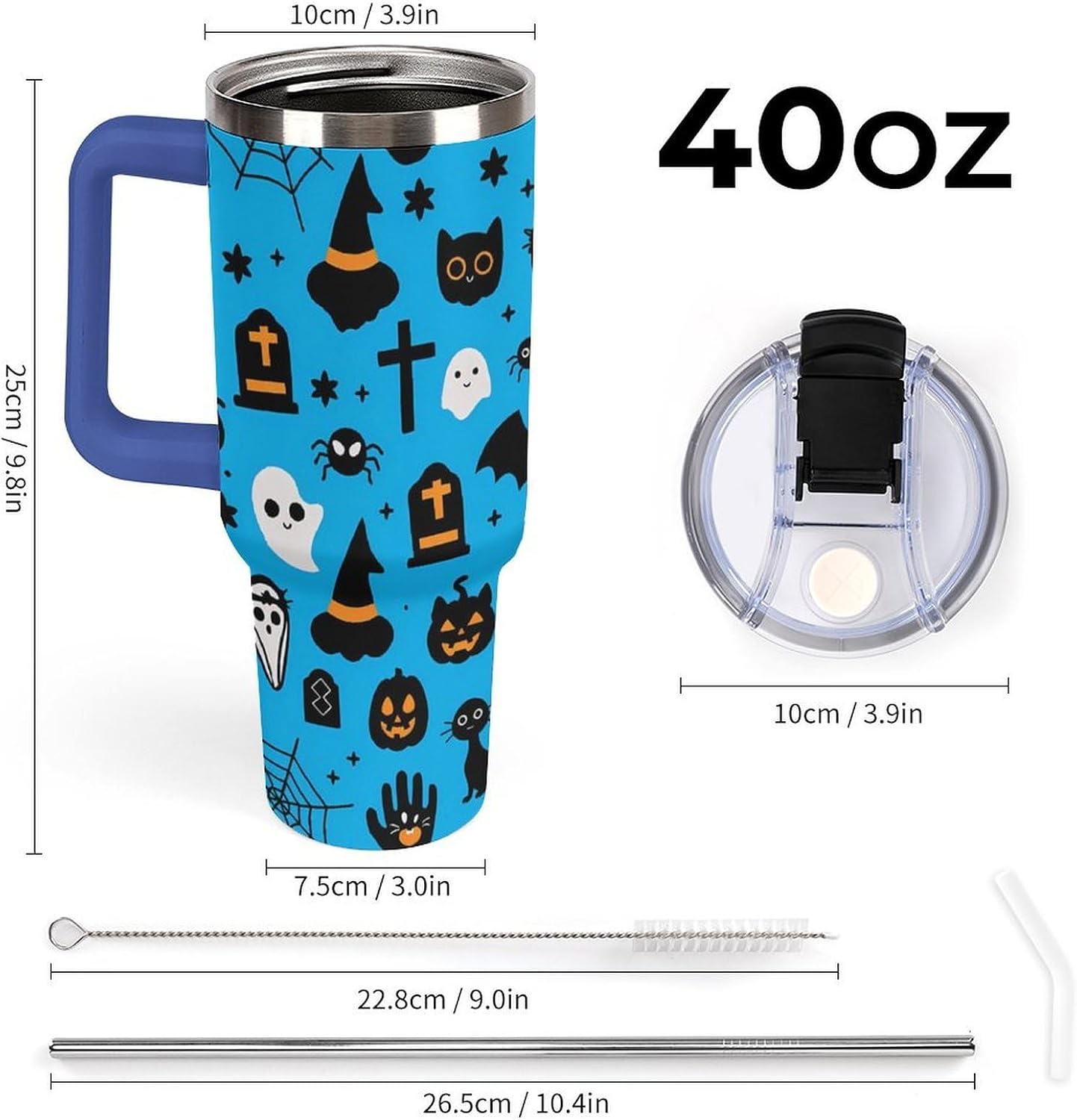Leakproof Car Cup Vacuum Sealed With Lid For Office Crystal Clear Blue Water Ripple Print Drinkware Light Rose Red-style-5 - Colors G