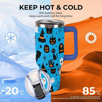 Leakproof Car Cup Vacuum Sealed With Lid For Office Crystal Clear Blue Water Ripple Print Drinkware Light Rose Red-style-5 - Colors G