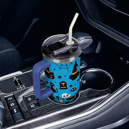 Leakproof Car Cup Vacuum Sealed With Lid For Office Crystal Clear Blue Water Ripple Print Drinkware Light Rose Red-style-5 - Colors G