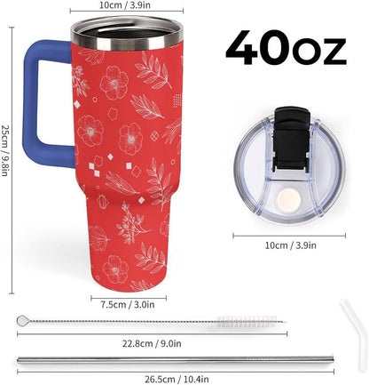 Leakproof Car Cup Vacuum Sealed With Lid For Office Crystal Clear Blue Water Ripple Print Drinkware Light Rose Red-style-5 - Colors G