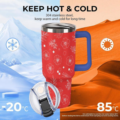 Leakproof Car Cup Vacuum Sealed With Lid For Office Crystal Clear Blue Water Ripple Print Drinkware Light Rose Red-style-5 - Colors G