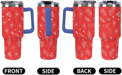 Leakproof Car Cup Vacuum Sealed With Lid For Office Crystal Clear Blue Water Ripple Print Drinkware Light Rose Red-style-5 - Colors G