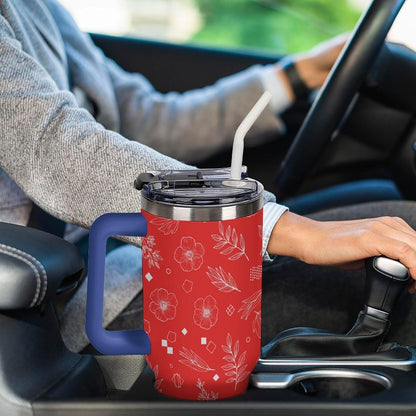 Leakproof Car Cup Vacuum Sealed With Lid For Office Crystal Clear Blue Water Ripple Print Drinkware Light Rose Red-style-5 - Colors G