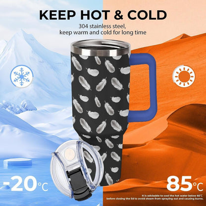 Leakproof Car Cup Vacuum Sealed With Lid For Office Crystal Clear Blue Water Ripple Print Drinkware Light Rose Red-style-5 - Colors G