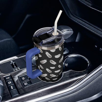 Leakproof Car Cup Vacuum Sealed With Lid For Office Crystal Clear Blue Water Ripple Print Drinkware Light Rose Red-style-5 - Colors G